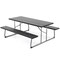 Folding Picnic Table Set with Metal Frame and All-Weather HDPE Tabletop, Umbrella Hole - 72" x 64" x 29" (L x W x H)